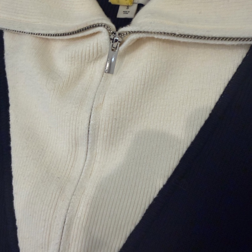 Anthropologie Maeve Flat White Varsity Sweater Twofer Mini Dress | size 6 - Picture 3 of 5